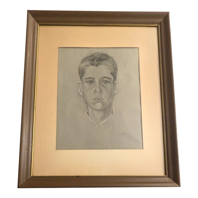 Vintage 1965 Framed Matted Portrait Signed by Jo Halght 18"x22" For Sale