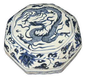 Late 20th Century Chinese Art Porcelain Blue and White Large Lidded Box