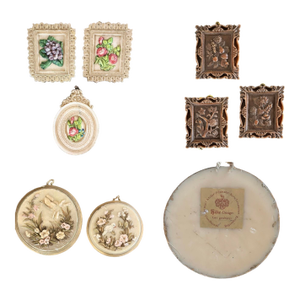 Vintage German Wax Relief Plaques Annemarie Filzmann-Kerschensteiner Collection 8pc 3-D Floral Wall Hangings