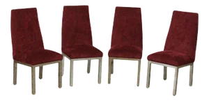 1970's Mid Century Modern Chrome Frame Upholstered Dining Chairs - Set of 4