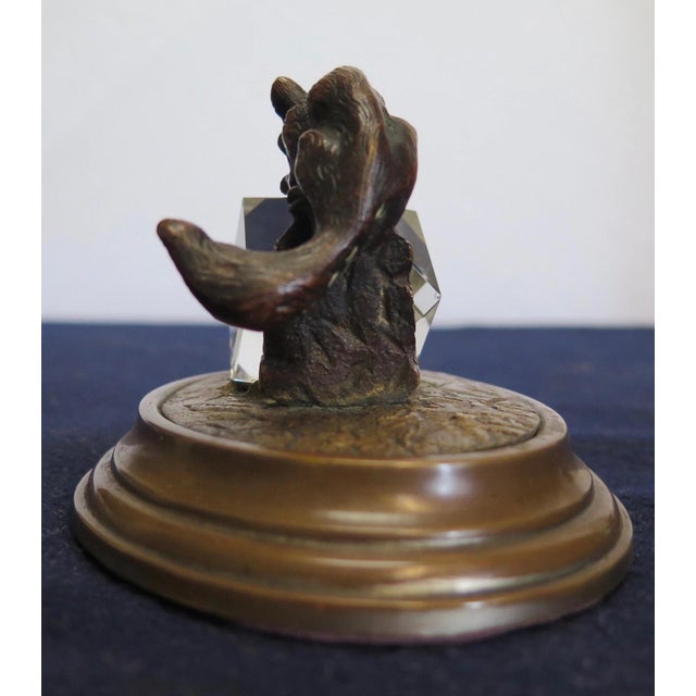 Vintage Bronze & Crystal Desk Paperweight For Sale - Image 10 of 12