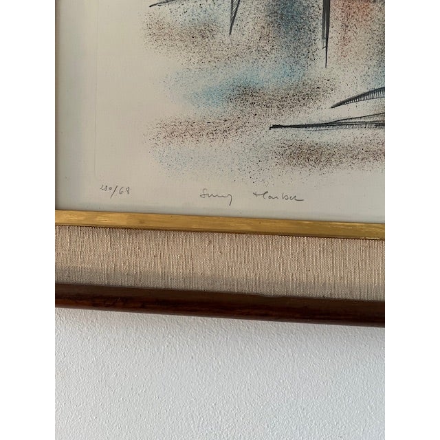 Mid-Century Modern Mid-Century European Modern Harbor Print, 1968 Titled “Sunny Harbor” Limited Edition (68/250) For Sale - Image 3 of 5