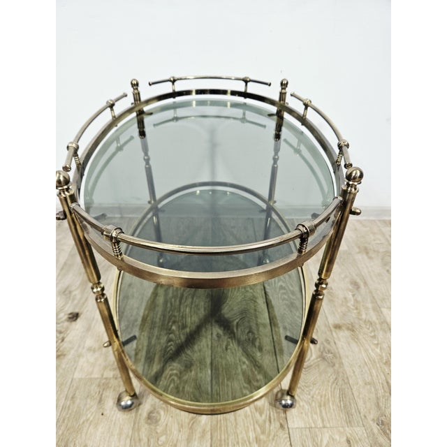 Vintage French Brass Serving Bar Cart, 1960s For Sale - Image 13 of 18