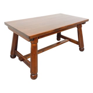 Brutalist Dining Table in Dark Pine Wood by Georges Robert, 1960s For Sale
