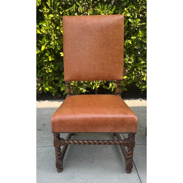 Animal Skin Gorgeous Vintage Ebanista Leather Chairs For Sale - Image 7 of 16