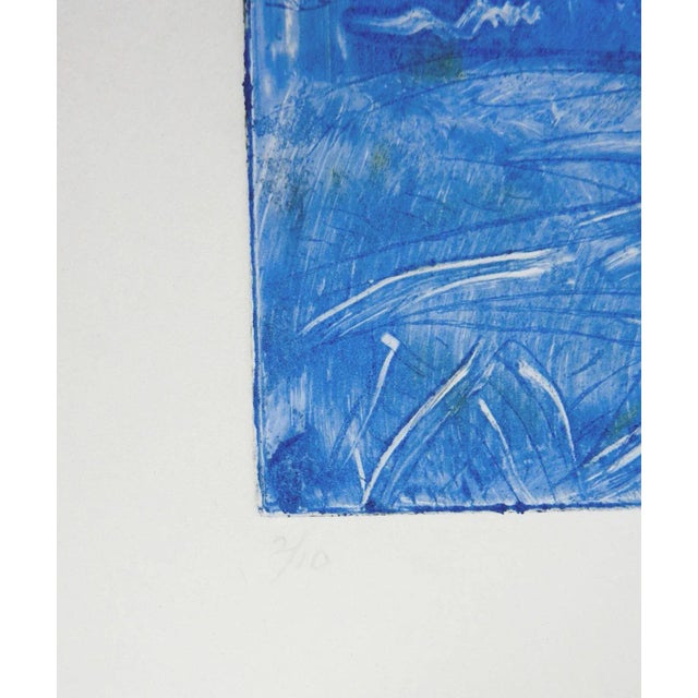 Abstract Vintage Abstract Botanical Etching in Blue For Sale - Image 3 of 5