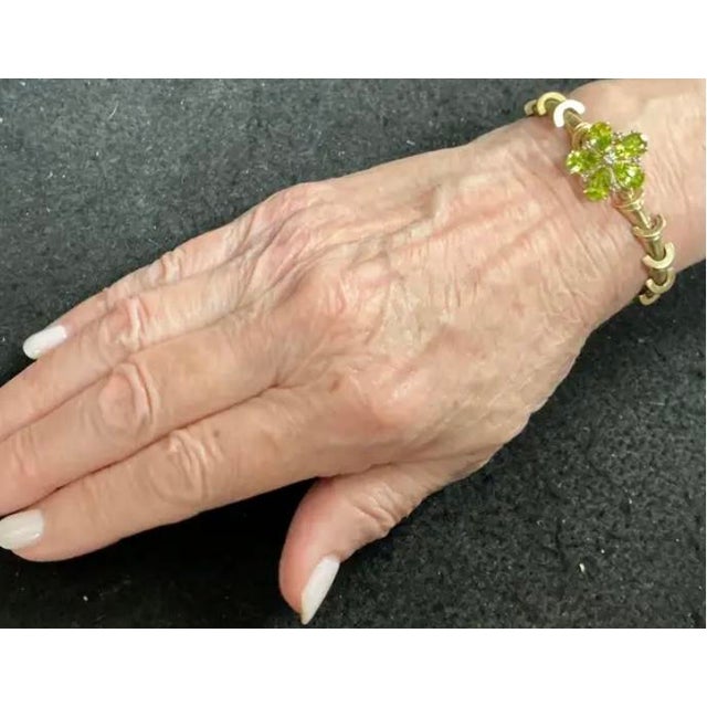 Peridot and Diamond 14k Yellow Gold Bracelet For Sale - Image 9 of 10