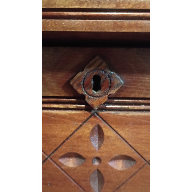1900 - 1909 Antique Eastlake Chest of Drawers With Carved Details For Sale - Image 5 of 7