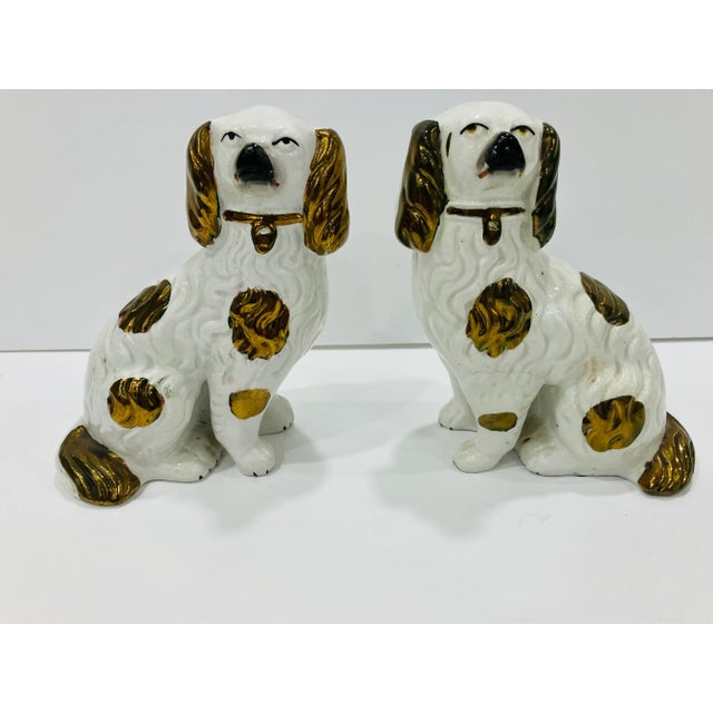 Pair of Antique Copper Luster Staffordshire Spaniels For Sale - Image 9 of 9