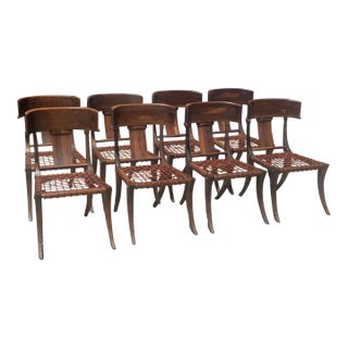 Klismos Style Solid Walnut Dining Chairs - Set of 8 For Sale