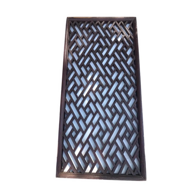 Chinese Antique Chinese Double Sided Geometric Lattice Window Panels - a Pair For Sale - Image 3 of 10