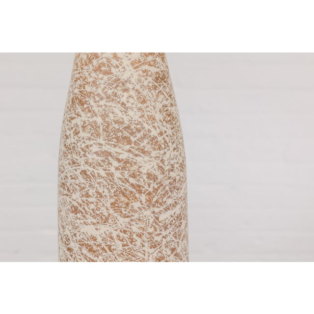 Earthy Brown and Cream Ceramic Vase with Energetic Dripping Décor For Sale - Image 10 of 12