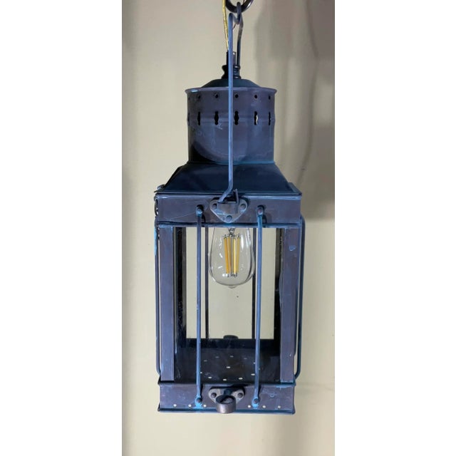 Funky Vintage 1939 Style British Solid Brass Cargo Ship Hanging Lantern For Sale - Image 10 of 18