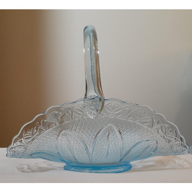 Vintage Fenton Light Blue Glass Basket With Handle Chairish