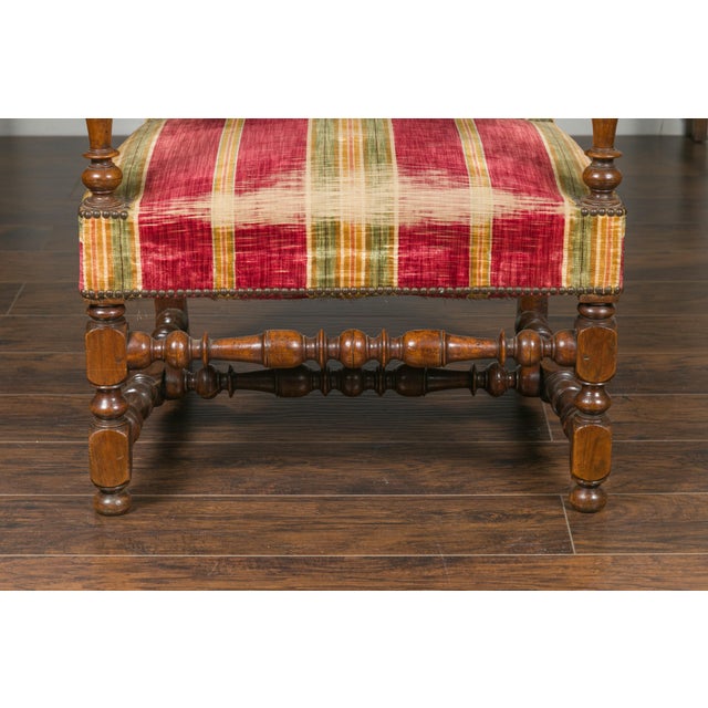 French Louis XIV Style 19th Century Reclining Armchair with Turned Base For Sale - Image 10 of 12