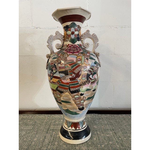 19th Century Japanese Moriage Handled Floor Vase For Sale - Image 6 of 11