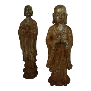 Pair of Asian Cast Iron Buddha Figures
