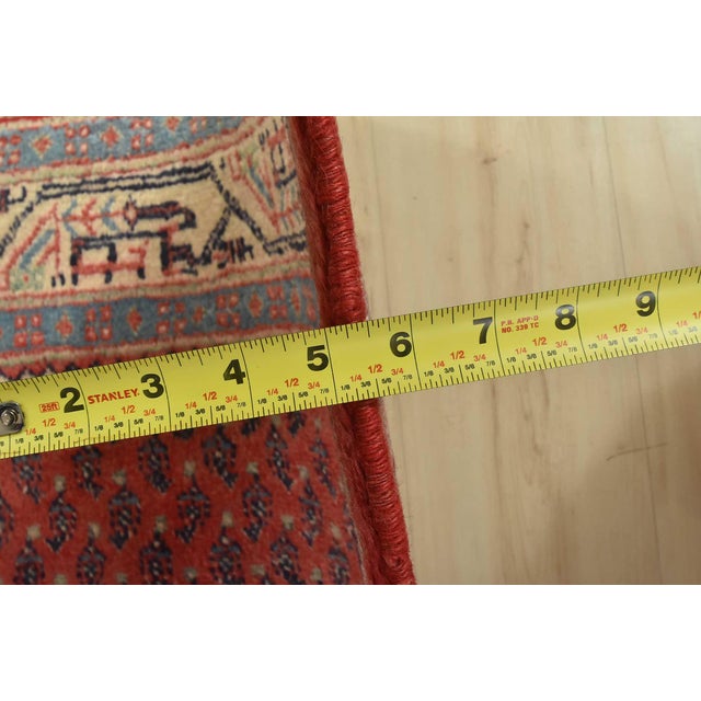 Mir Runner 3’7” X 10’4” Red Wool Vintage Tribal Hand-Knotted Oriental Rug For Sale - Image 12 of 14