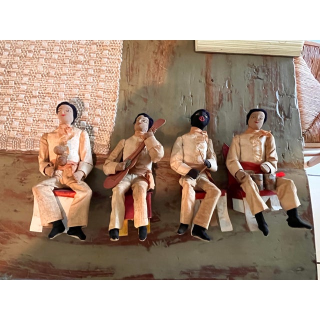 White 1939 Cuban Handmade Rumba Dancers & Orchestra Folk Art Dolls by D. P. Ware – Set of 6 For Sale - Image 8 of 12