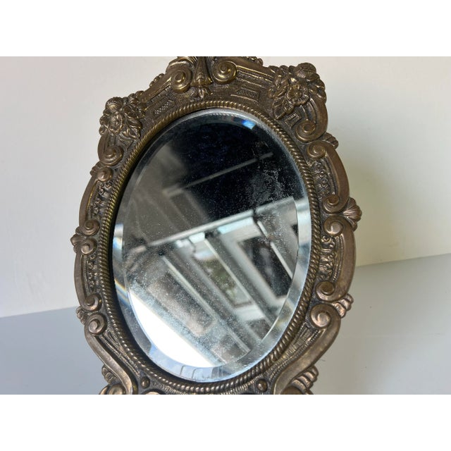 Vintage Ornate Brass Vanity Mirror For Sale In Miami - Image 6 of 13