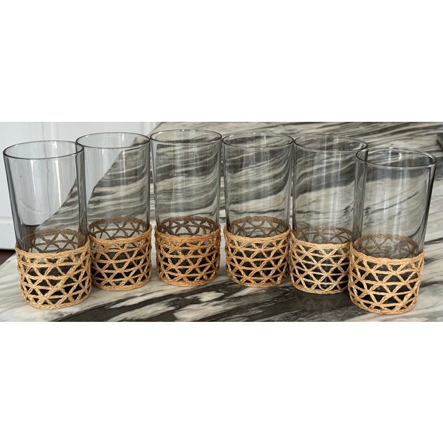 Vintage Mid Century Boho Chic Highball Glassware - Set of 6 For Sale - Image 10 of 17