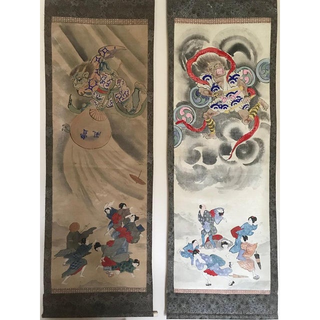 Brown Large Japanese Edo Period Kakemono Scroll Hangings, 19th Century, Set of 6 For Sale - Image 8 of 18