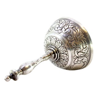 Silver Bell with Chiseled Reliefs and Knob Handle For Sale