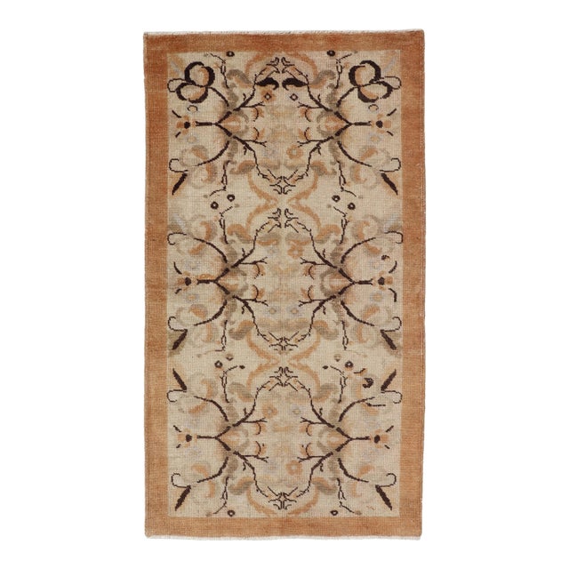 Vintage Turkish Oushak Rug With All-Over Floral Design - 3′3″ × 6′3″ For Sale