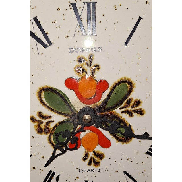 Rustic Vintage Ceramic Wall Clock from Dugena, 1970s For Sale - Image 3 of 5