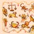 Set on a rose colored background are all twelve zodiac signs surrounded by a golden tasseled rope.