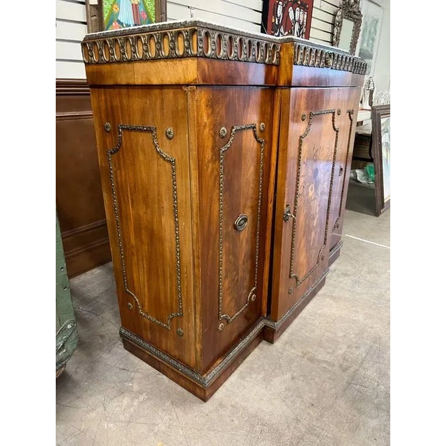 Early 20th Century Art Decor Style Satinwood Parquetry Inlaid Marble Top Buffet Cabinet For Sale - Image 10 of 12