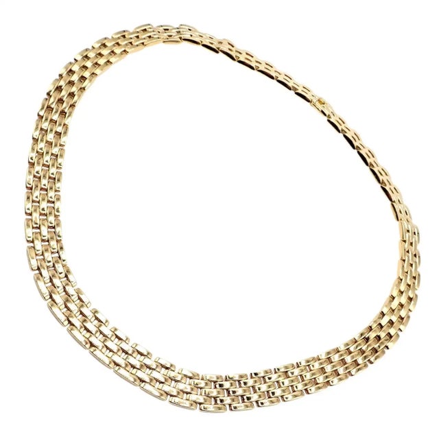 18k Yellow Gold Five-Row Maillion Panthere Necklace by Cartier. Details: Weight: 178.6 grams Length: 20" Width: 14mm...