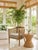 Mid-Century Modern Organic Lattice Teak Barrel Chair With Linen Cushion For Sale - Image 11 of 12