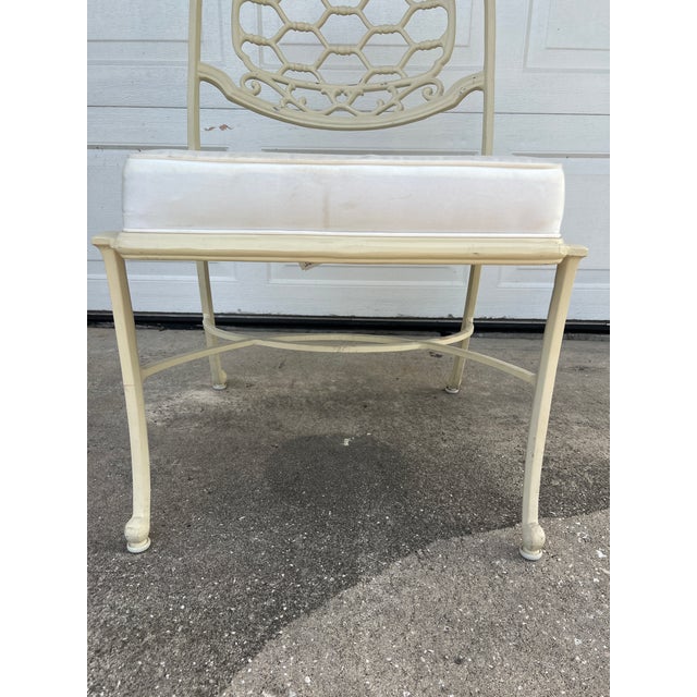 Metal Vintage 1960s Hollywood Regency Style Aluminum Cast Patio Chair For Sale - Image 7 of 14