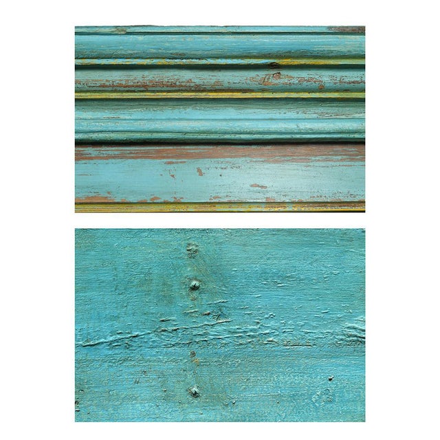 1940s Large Wooden Display Case with Turquoise Patina, 1940s For Sale - Image 5 of 6