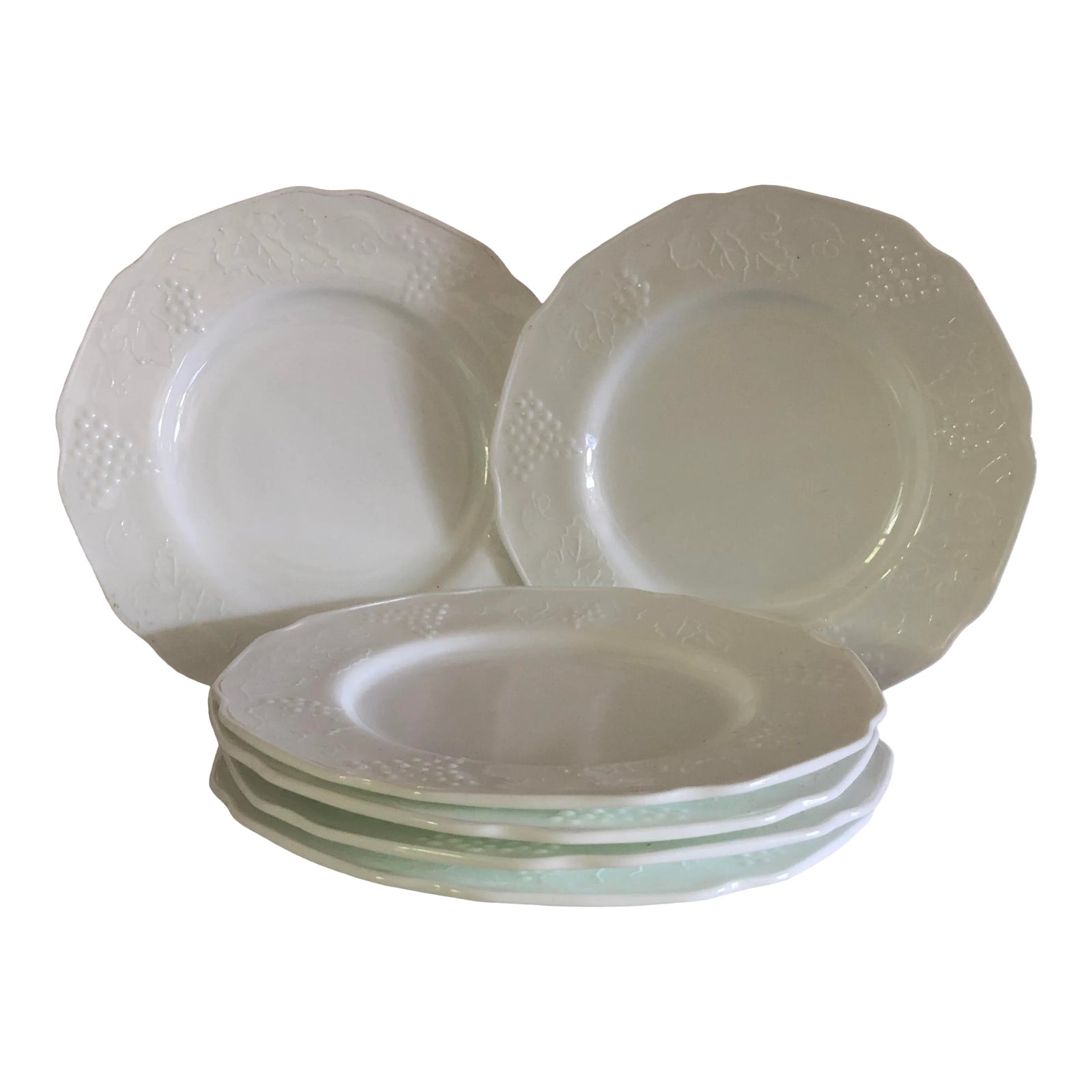 Vintage Milk Glass Grape Design Salad Plates- Set of 6 | Chairish