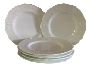 Vintage Milk Glass Grape Design Salad Plates- Set of 6