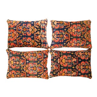 Set of Decorative Antique Persian Malayer Carpet Pillows - Set of 4 For Sale