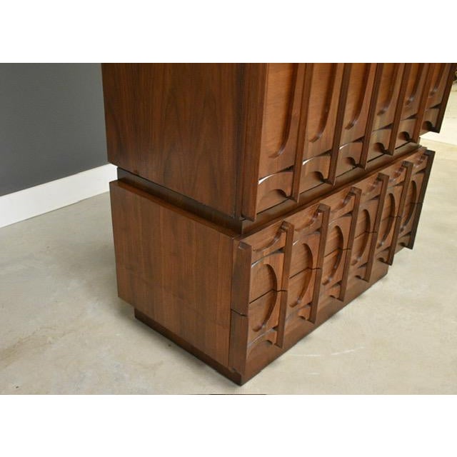 1970s Tobago Brutalist Tall Walnut Armoire Dresser For Sale In Boston - Image 6 of 10