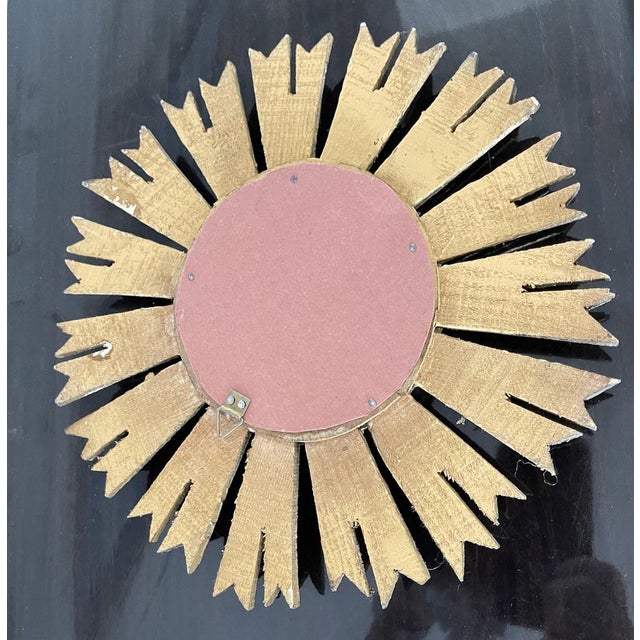 Gilded Wooden Sunburst Mirror, 1980s For Sale - Image 4 of 6