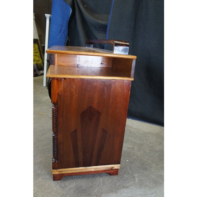 Brown Early 20th Century Antique American Empire Art Deco Flame Mahogany Pine Library Writing Desk 49" For Sale - Image 8 of 10