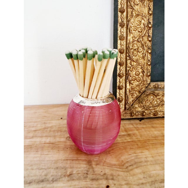 Antique English Sterling Silver and Pink Glass Match Striker For Sale In New York - Image 6 of 7