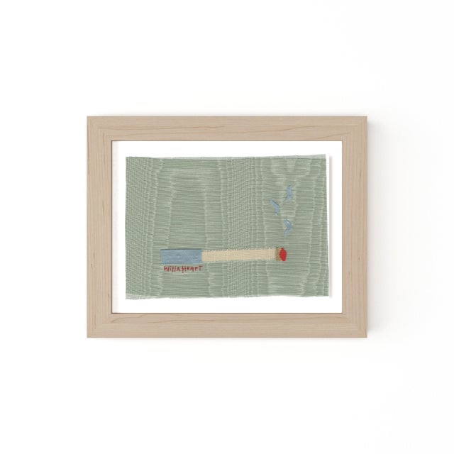 Magda the Blue Cigarette by Willa Heart in Natural Frame, Mini Art Print For Sale