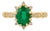 14k Gold 1.23 Carat Emerald Sunburst Diamond Heirloom Ring Size 6 For Sale