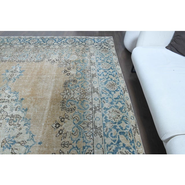 1970s 1970s Vintage Persian Handmade Wool Cotton Blue Area Rug For Sale - Image 5 of 11