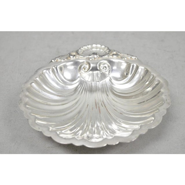 Metal Vintage English Regency Style Silver Plated Small Clam Shell Trinket Dish For Sale - Image 7 of 13