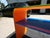 1990s Postmodern Multi-Color Glass Waterfall Console Table With Removable Shelf For Sale In Philadelphia - Image 6 of 9