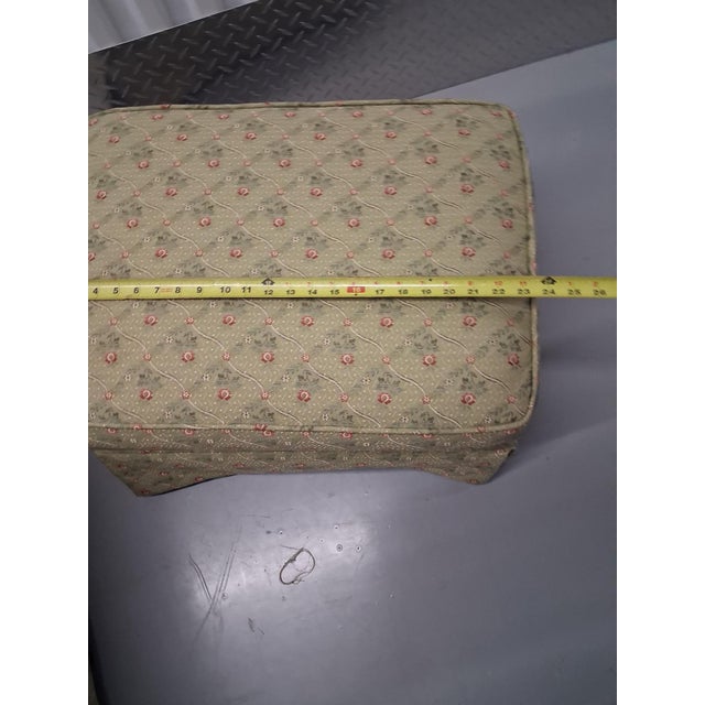 Green Green Patterned Vintage Upholstered Accent Chair with Ottoman For Sale - Image 8 of 9