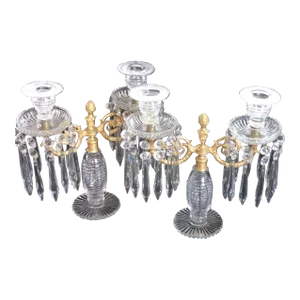 C1810 Georgian Regency Cut Glass / Ormolu Candelabra/ Candle Holders a - Pair