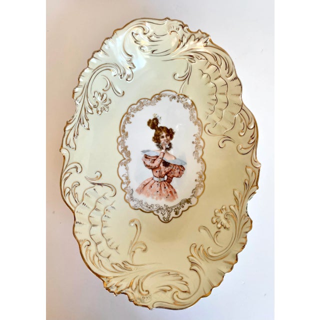 Antique German Hand-Painted Portrait Porcelain Plate For Sale - Image 12 of 12